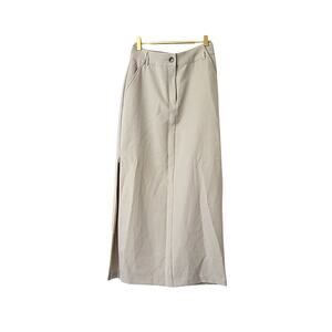 Sustainable Straight Maxi Side Slit Skirt - Beige - M